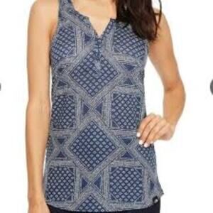 The North Face Barilles Bandana Print Tank Navy Blue/White Top - Size Large